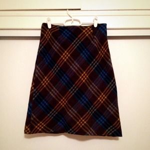 Brown and Blue Plaid Wool vintage inspired skirt