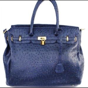 Navy ostrich tote bag
