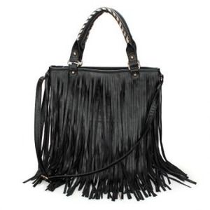 Black fringe tote