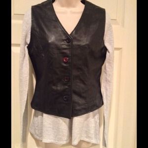Black 100% Genuine Leather Vest