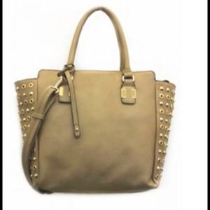 Tan studded mini tote