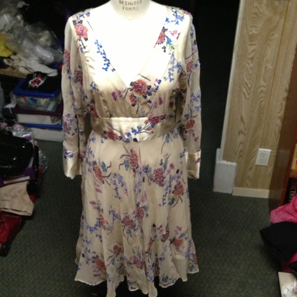 ECI beaded silk kimono dress sz 10