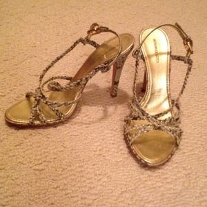 BCBG Maxazria Snake skinned strappy sandals