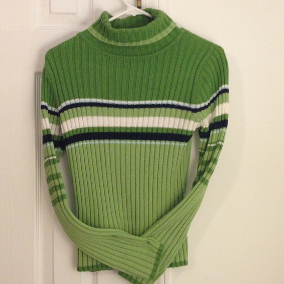 Lime green and stripes sweater .