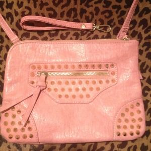 Light pink gold studded crossbody bag/wrist wallet