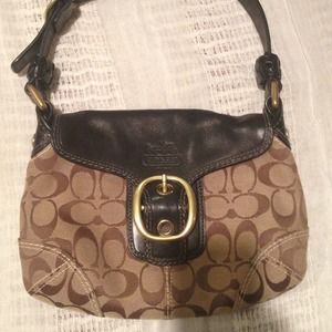 Coach bag with leather and gold accents