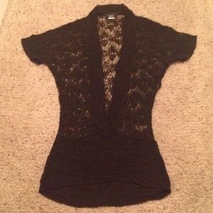 Black short sleeve deep v top Large and tanks