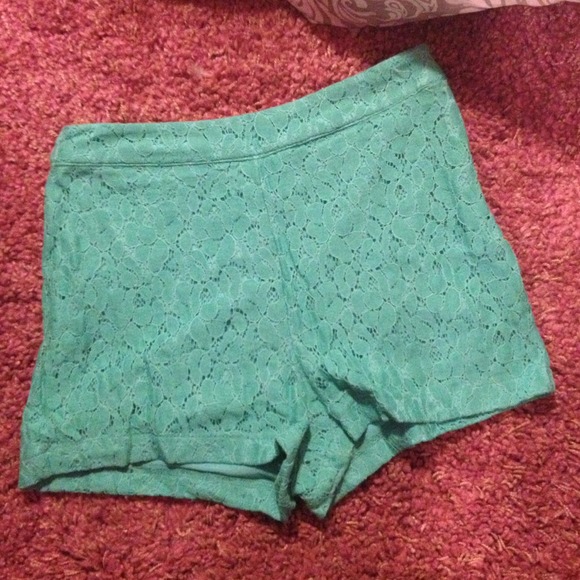 Turquoise high waisted shorts