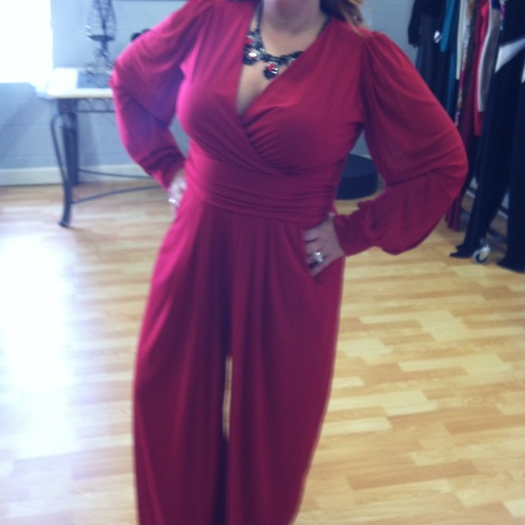 Red jump suit