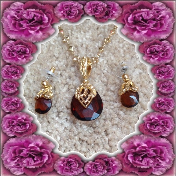 Brown Topaz Necklace with Matching Earrings