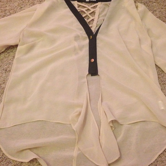 Sheer black and beige shirt