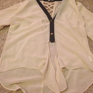 Sheer black and beige shirt