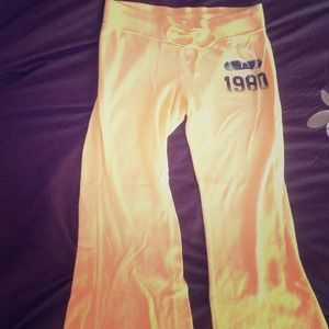 VS PINK Yellow Lounge Pants With Flare