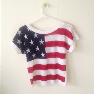 American Flag-Designed Knitted Top