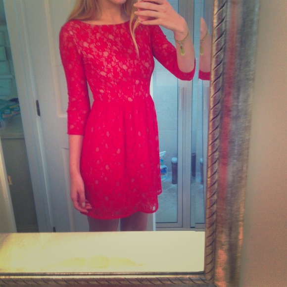 French connection red lace dress