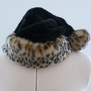 Velvet "Santa Hat" with faux fur cuff