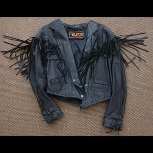 Vintage 80's Leather Fringe Jacket