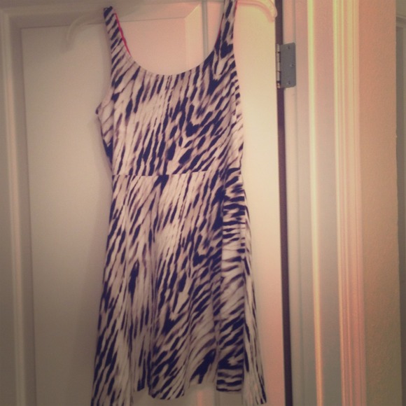 Express black and white print skater dress