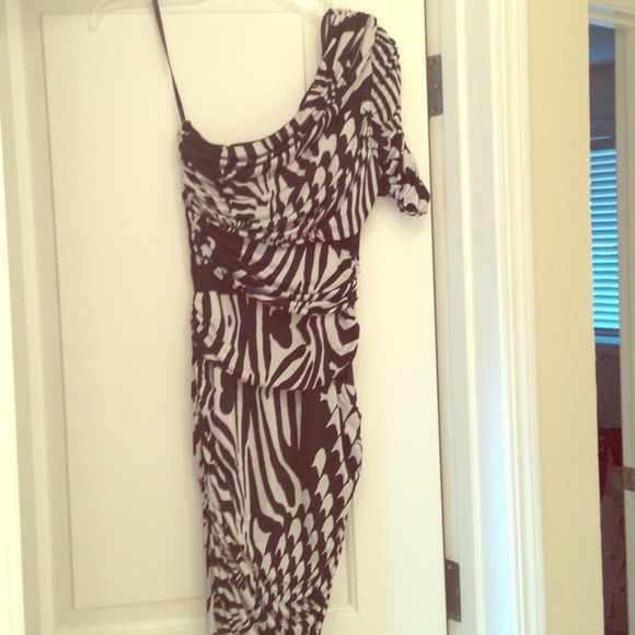 Bebe one sided black and white dress