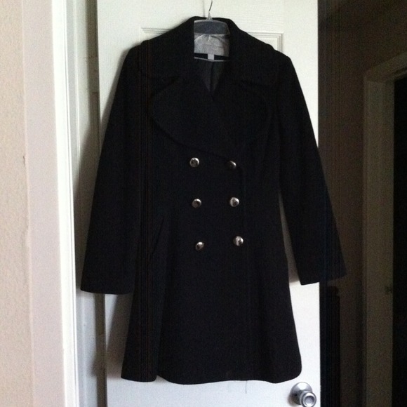 Black JS flared peacoat