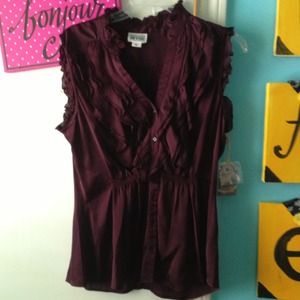 Burgundy ruffled top