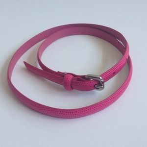 Bright pink lizard skin belt