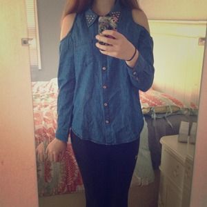 Denim cutout shirt