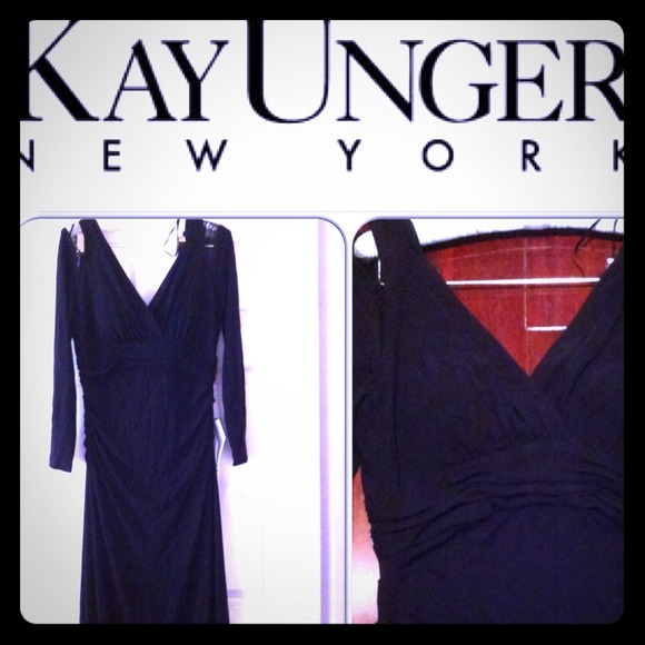 Reduced designer black long sleeve gown