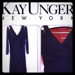 Reduced designer black long sleeve gown
