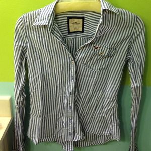 Navy/White striped button down