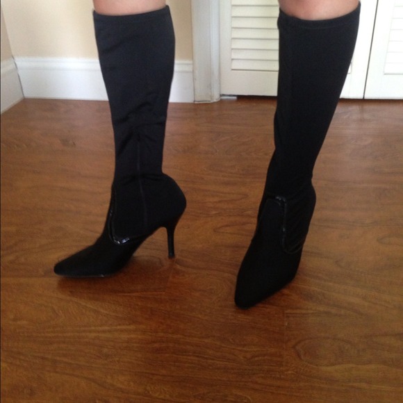 Fabric stretchy tall boots- worn few times only