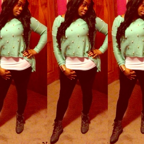 ♥SOLD♥Oversized studded high-low knitted sweater