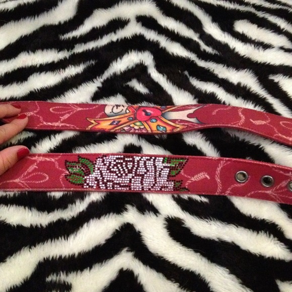 Pink authentic Ed Hardy belt
