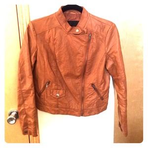 Brown Leather Moto Jacket! $30 Size S!