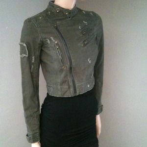 Olive Green Motorist Jean Jacket