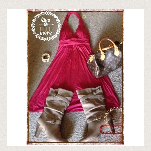 Deep Pink BCBG Halter Dress - Picture 2 of 2