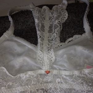 VS Pink lace racer back bralette.