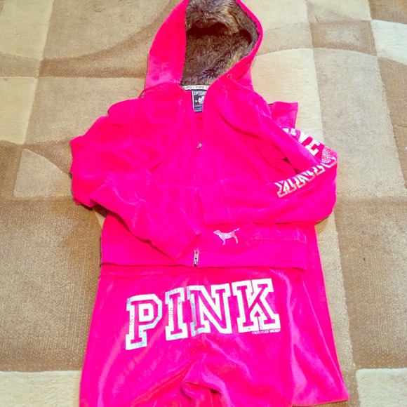 VS PINK velour track suit