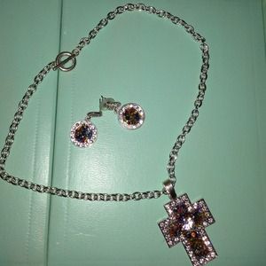 TRADED*** Multi colored silver cross necklace