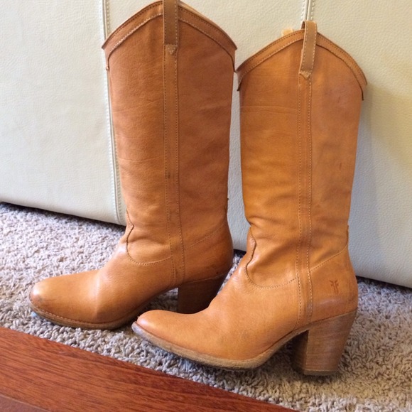 SOLD!  Frye cowboy style boot camel colored