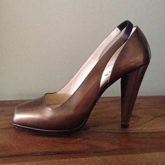 Prada Bronze Leather Pumps