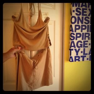 Tan microfiber halter and mini