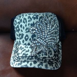 Leopard Embellished Trucker style cap