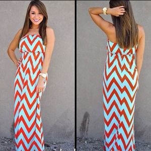 ***sold**Floor length chevron dress