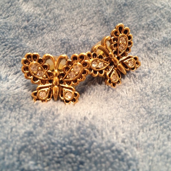 Gold butterfly earrings
