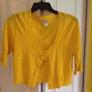 Yellow crop cardigan sweater