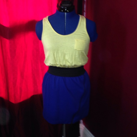 Color block yellow & blue racerback dress NWOT