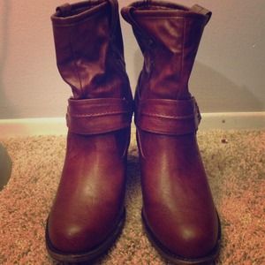 Brown heeled boots