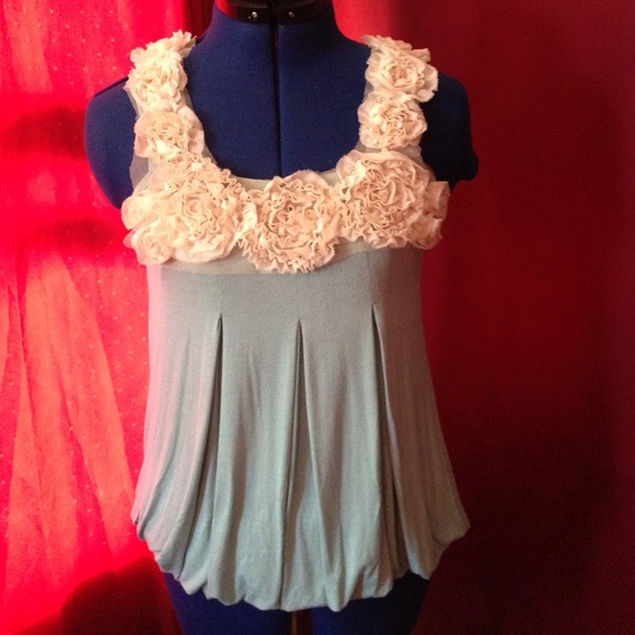 🎉HOST PICK!!🎉 Girly flowery turquoise top.