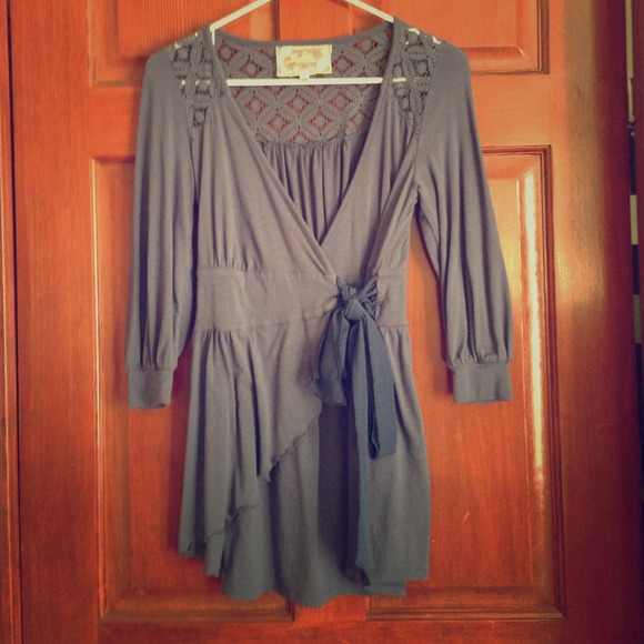 Wrap blouse with lace details